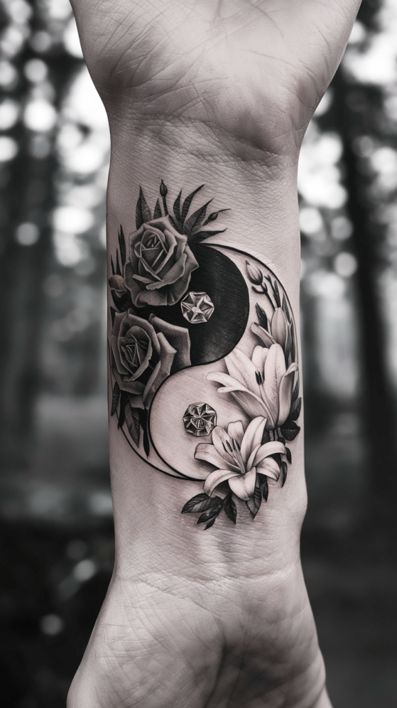 Floral Yin Yang Tattoo