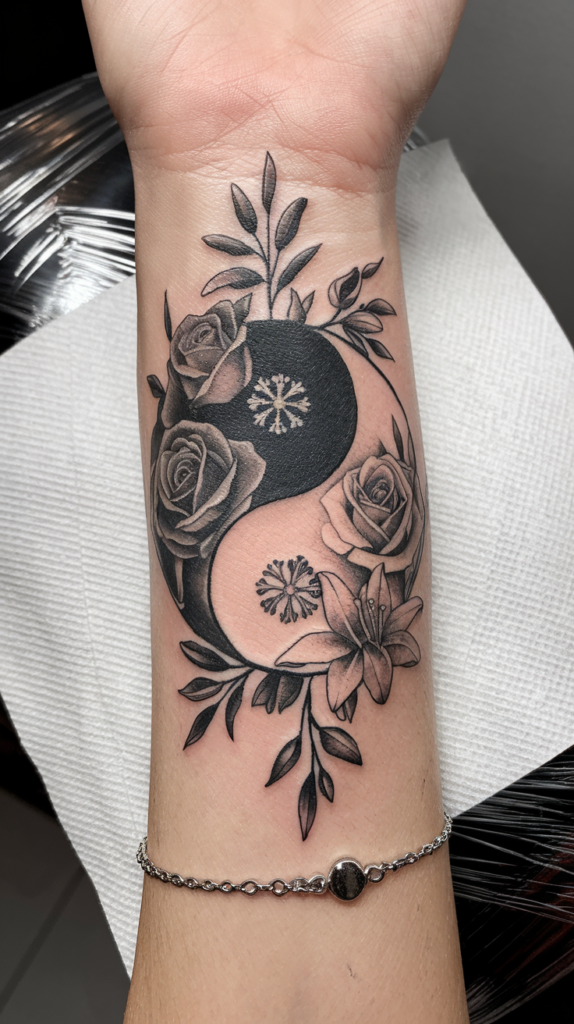 Floral Yin Yang Tattoo