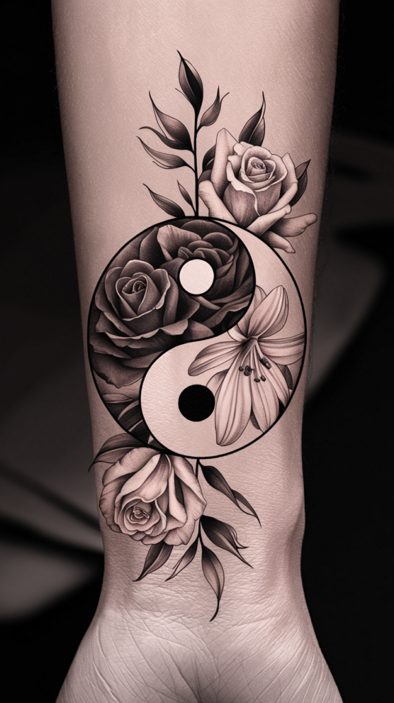 Floral Yin Yang Tattoo